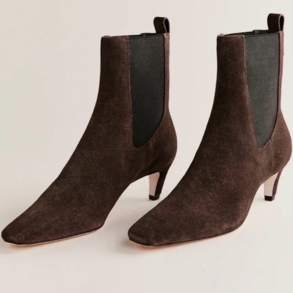 Reformation Roberta Ankle Boots Brown Suede Kitten Heel Size 6 - Picture 2 of 7